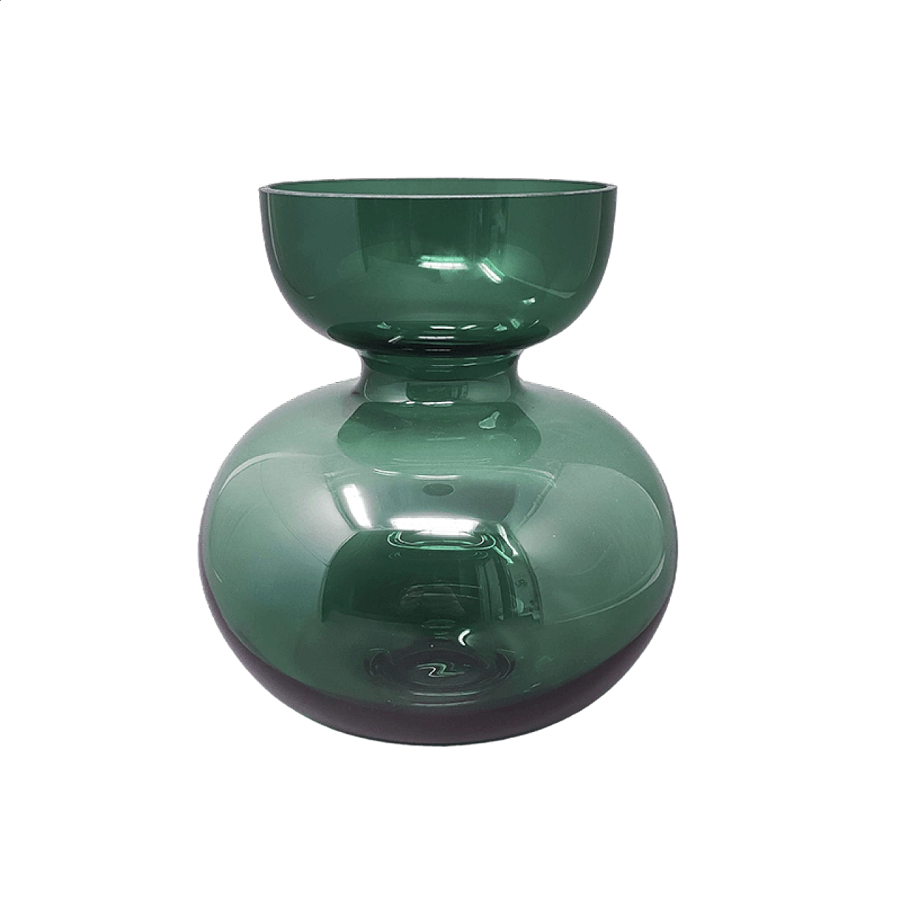 Vaso in vetro soffiato verde di G. Jensen, anni '90 6