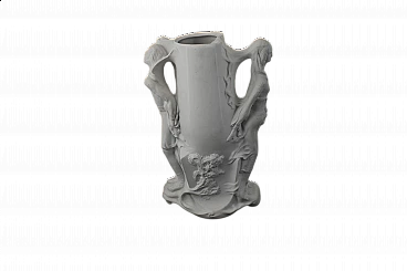 Biscuit porcelain vase with male and female figures, late 19th century