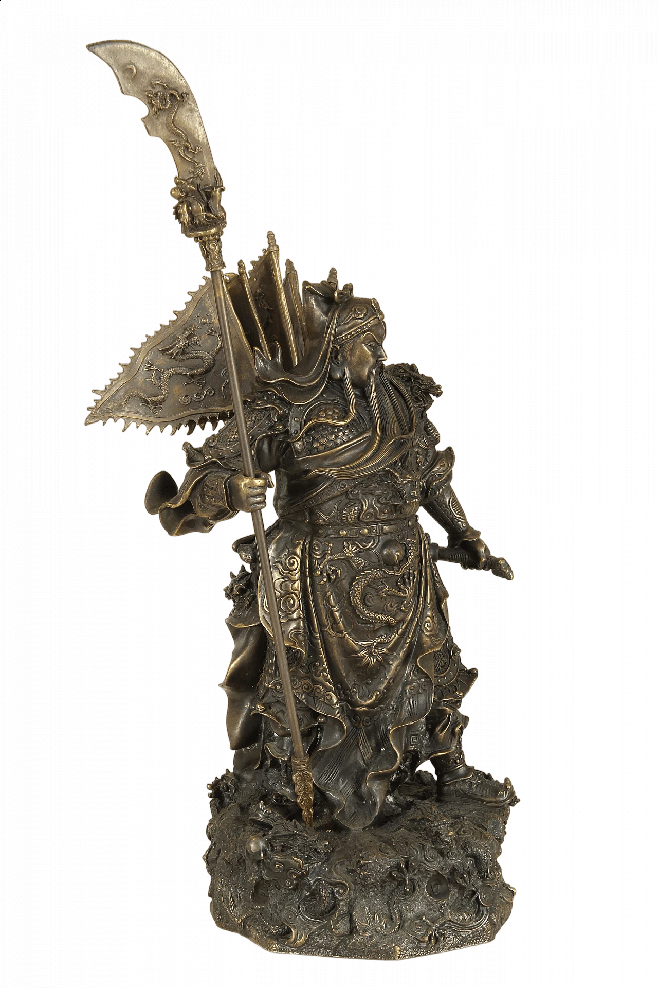 Dio della guerra, scultura giapponese in bronzo, anni '50 12