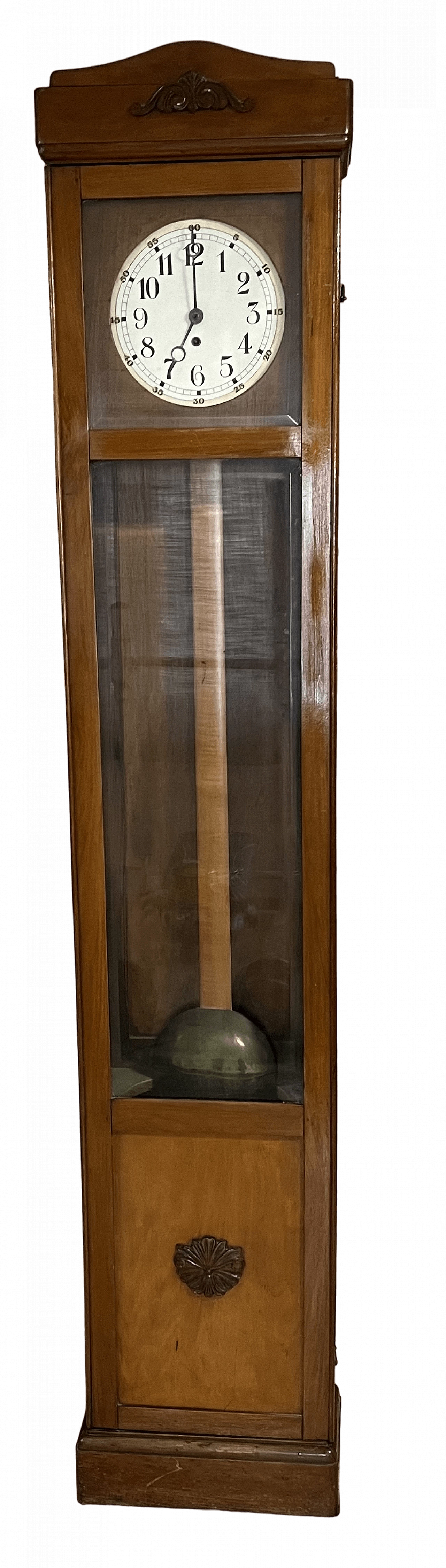 Walnut pendulum clock with carvings, 1940s 11
