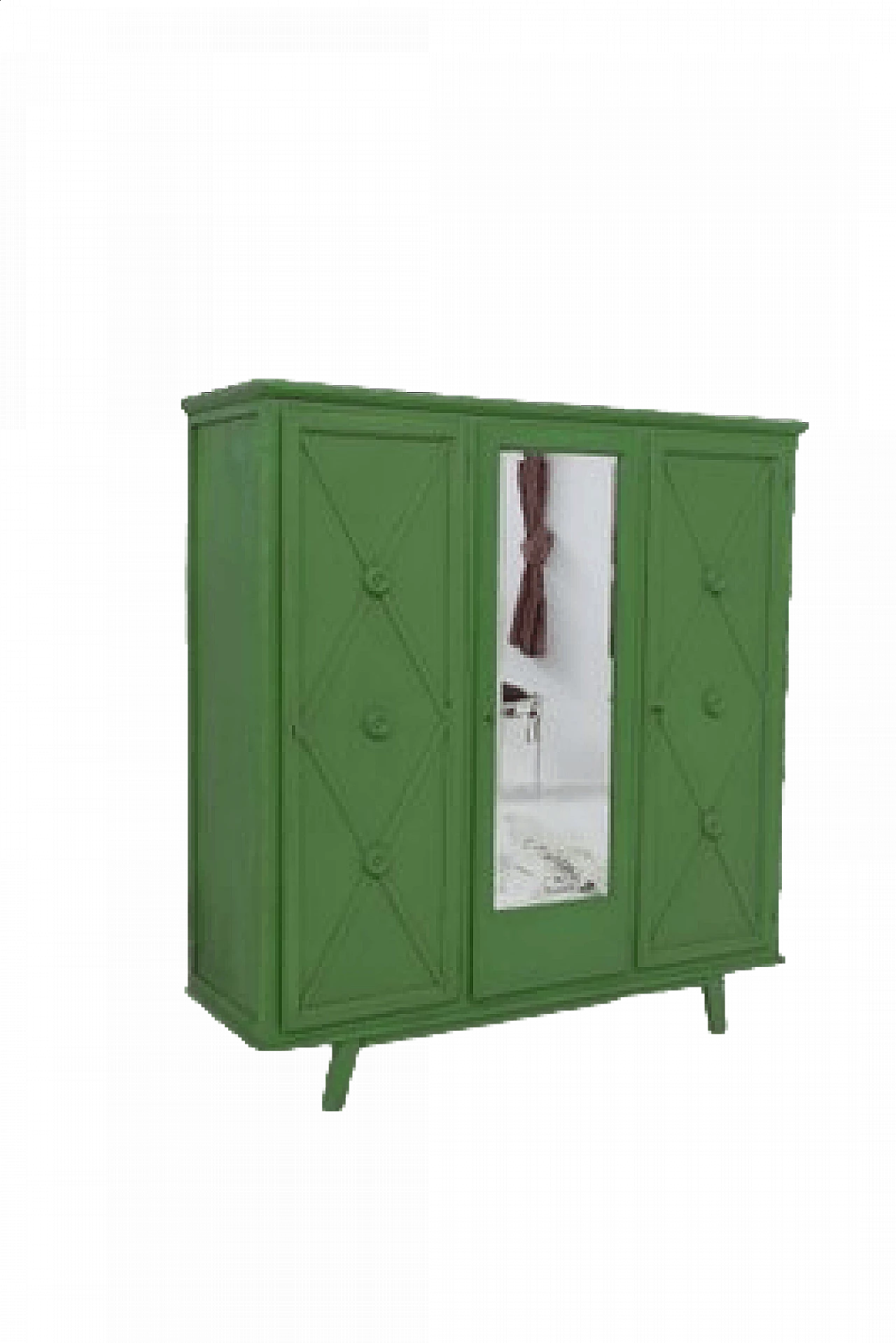 Armadio a 3 ante in legno verniciato verde, anni '50 24