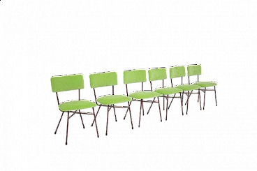 6 Green and red velvet chairs by BBPR, 1950s