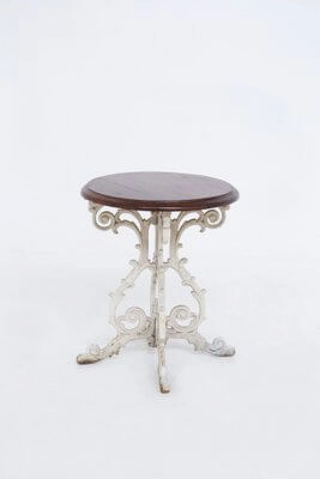 Victorian-style coffee table with wood and cast iron top, 19th century 1