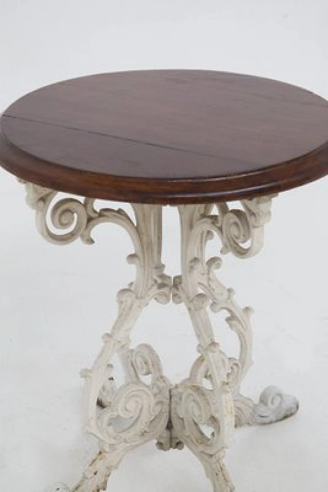 Victorian-style coffee table with wood and cast iron top, 19th century 4