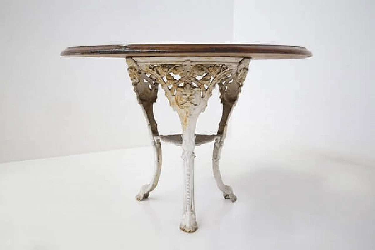Victorian white cast iron and wood table, 19th century 1