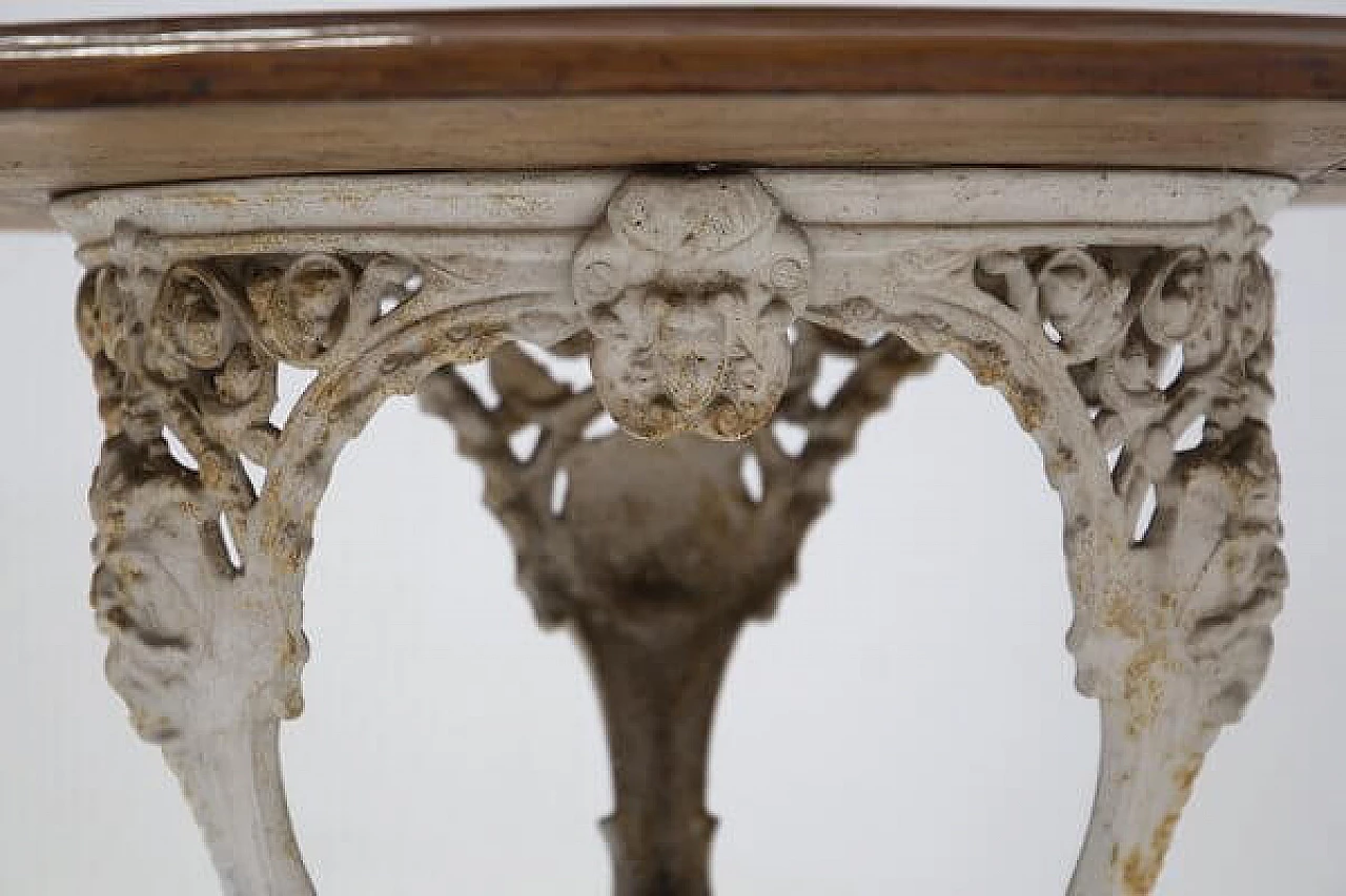 Victorian white cast iron and wood table, 19th century 2