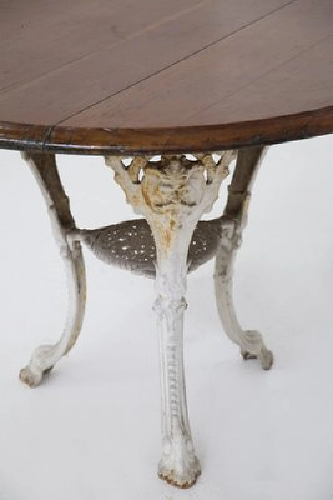 Victorian white cast iron and wood table, 19th century 10