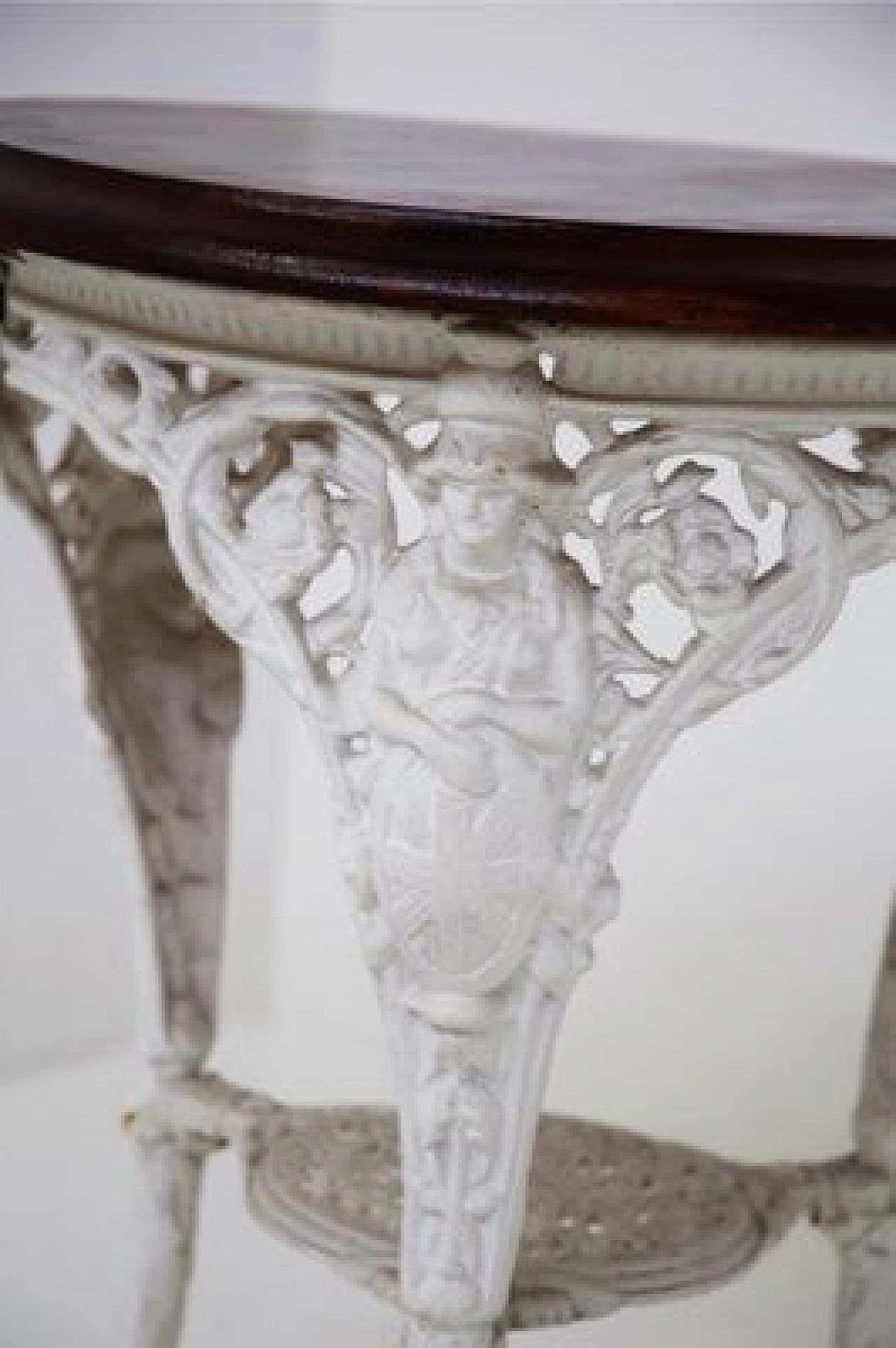 Tavolino in stile vittoriano in ghisa e piano in legno, '800 4