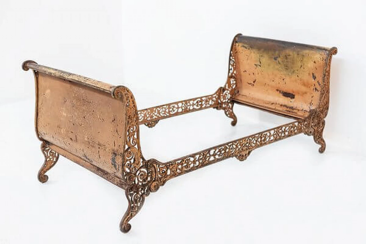 Antique Industrial Single Bed in Wrought Iron, 1890s 21