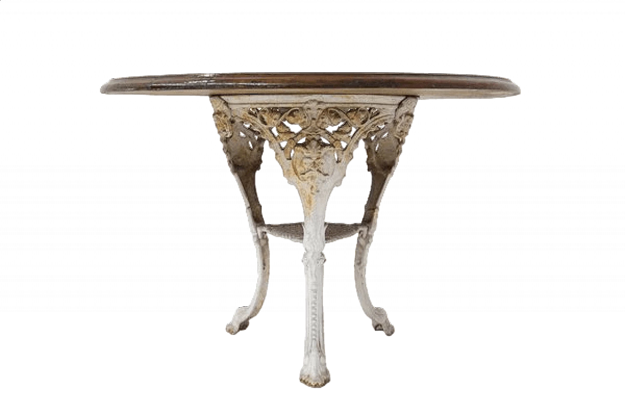 Victorian white cast iron and wood table, 19th century 12
