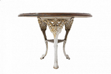 Victorian white cast iron and wood table, 19th century