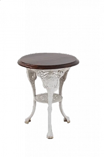Cast iron table with wooden top, 19th century