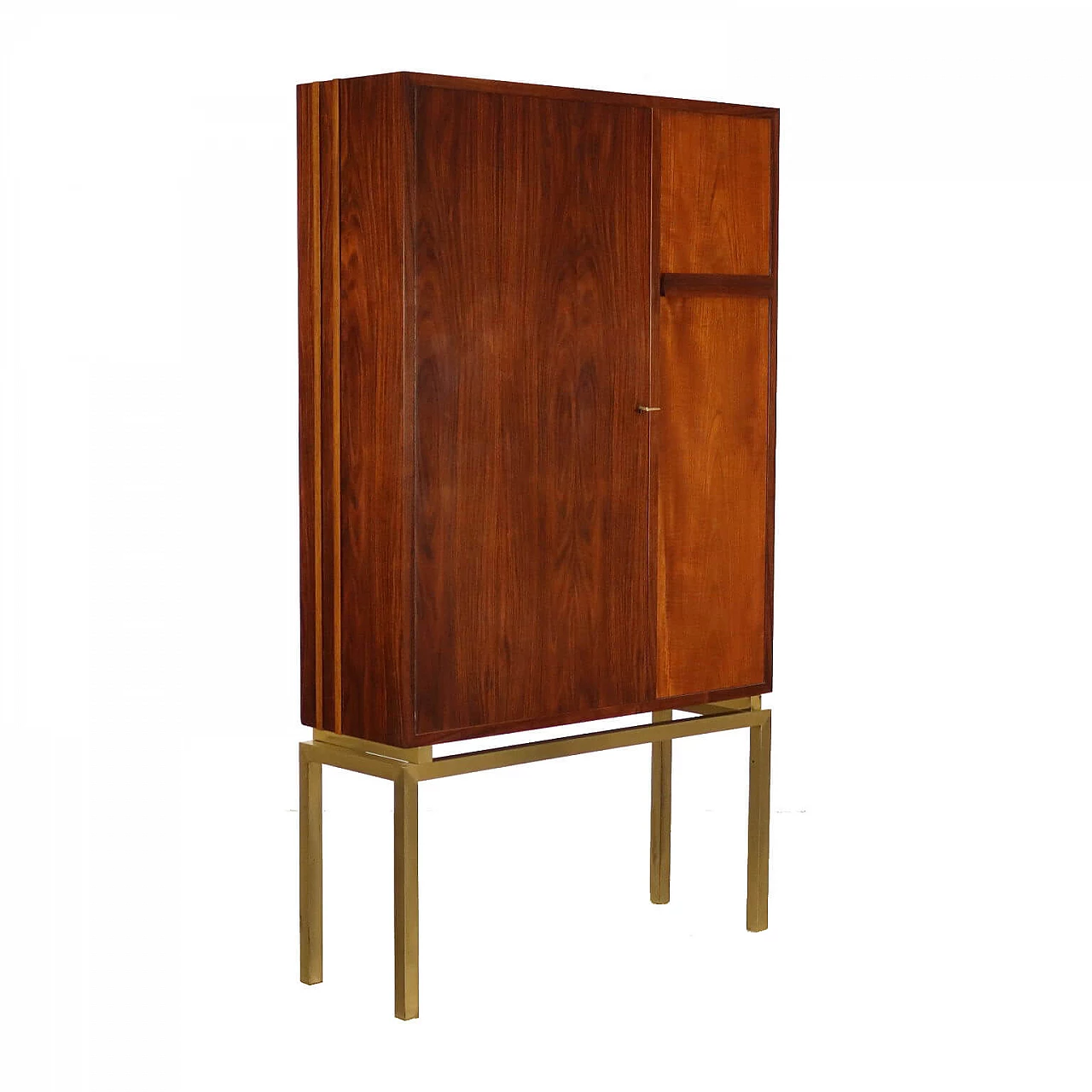 Walnut and brass bar cabinet, 1960s 1