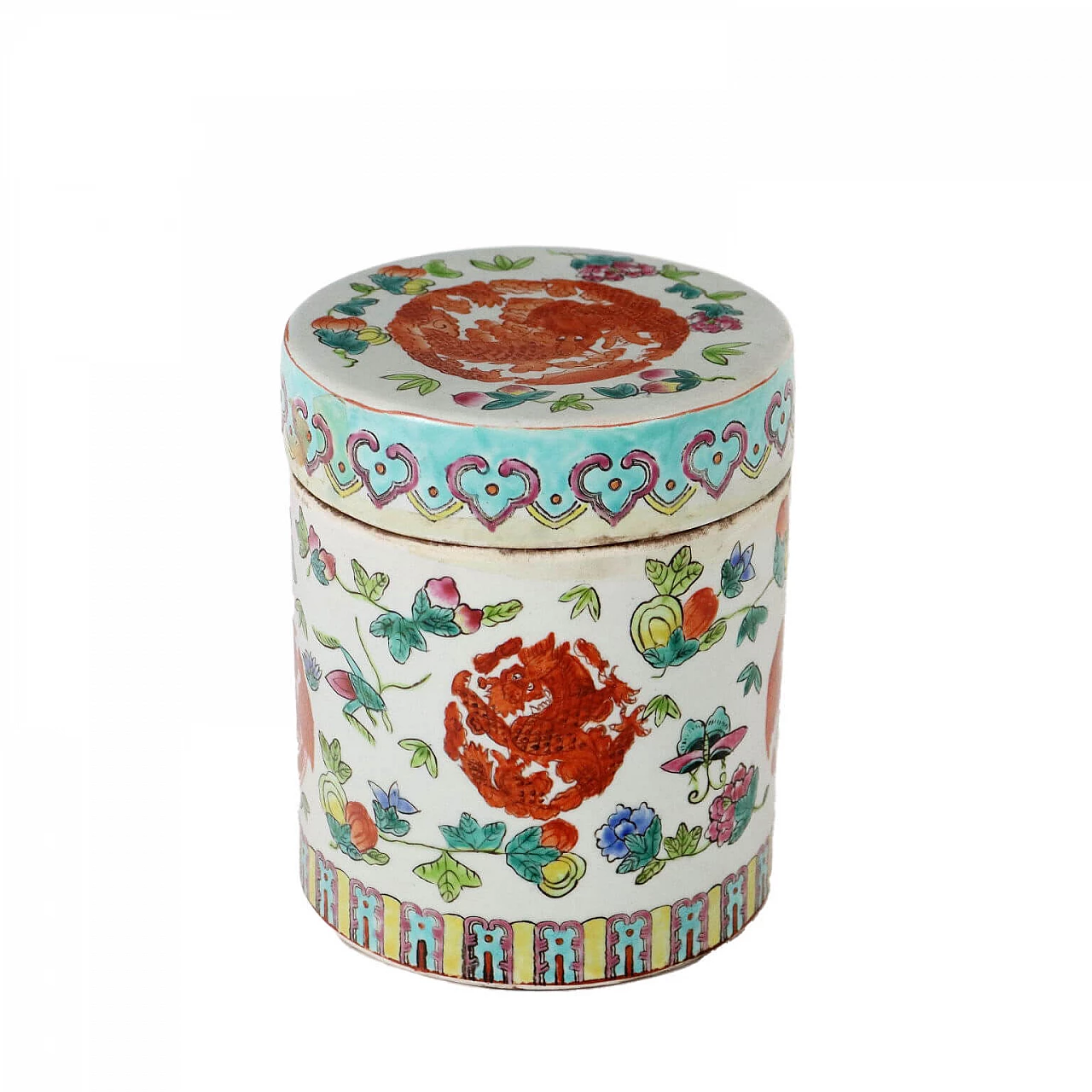 Chinese cookie box in porcelain, 1950s 1