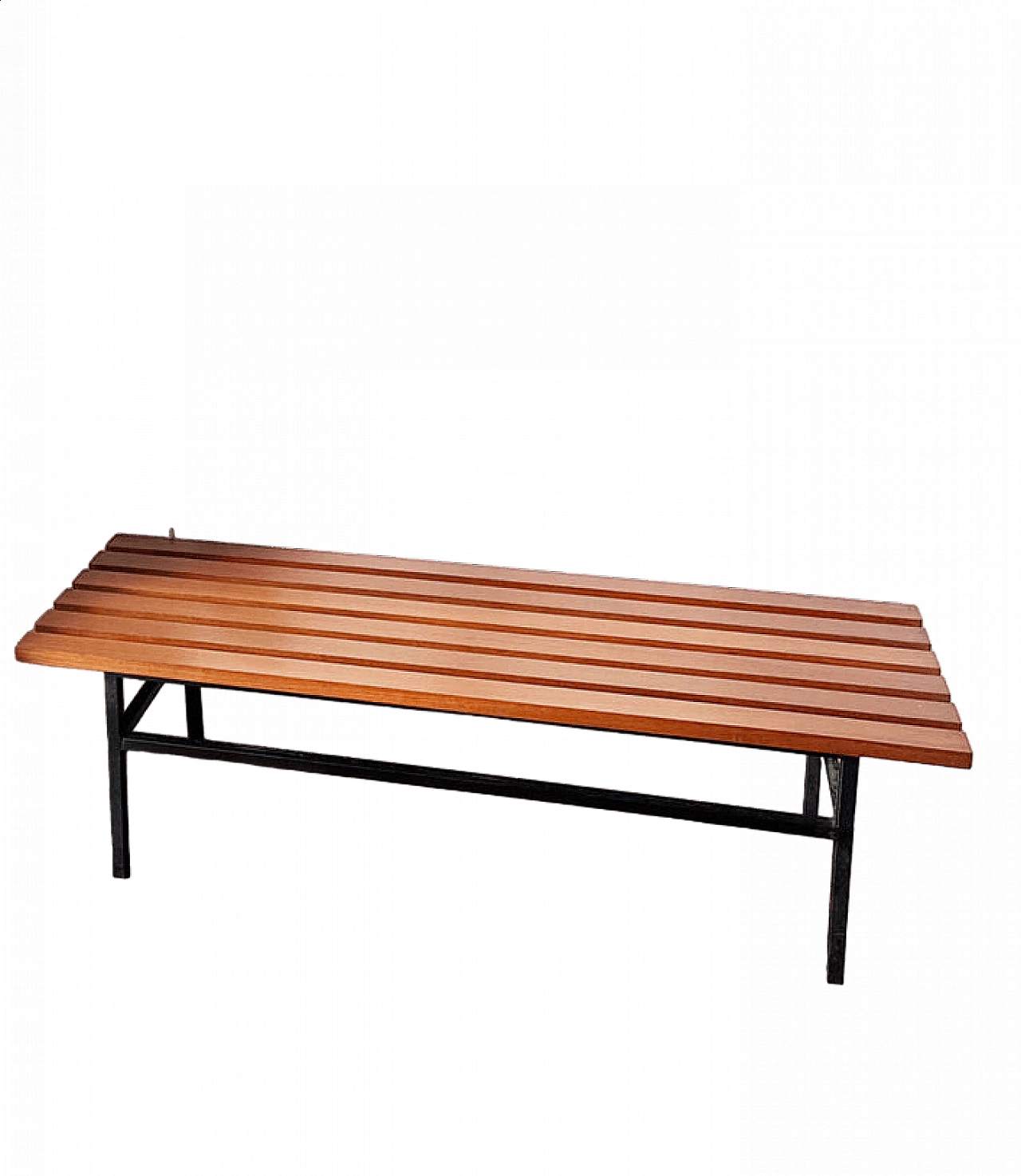 Metal bench with teak laths, 1960s 6