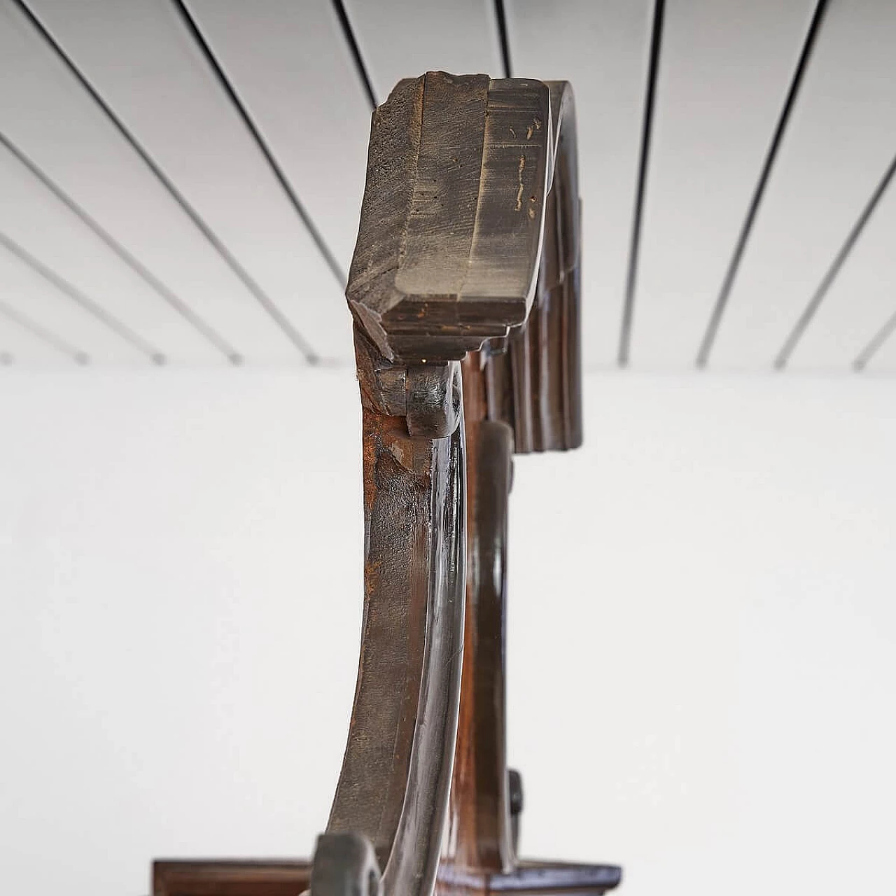 Trumeau in legno con anta a ribalta e vetrina, '700 6