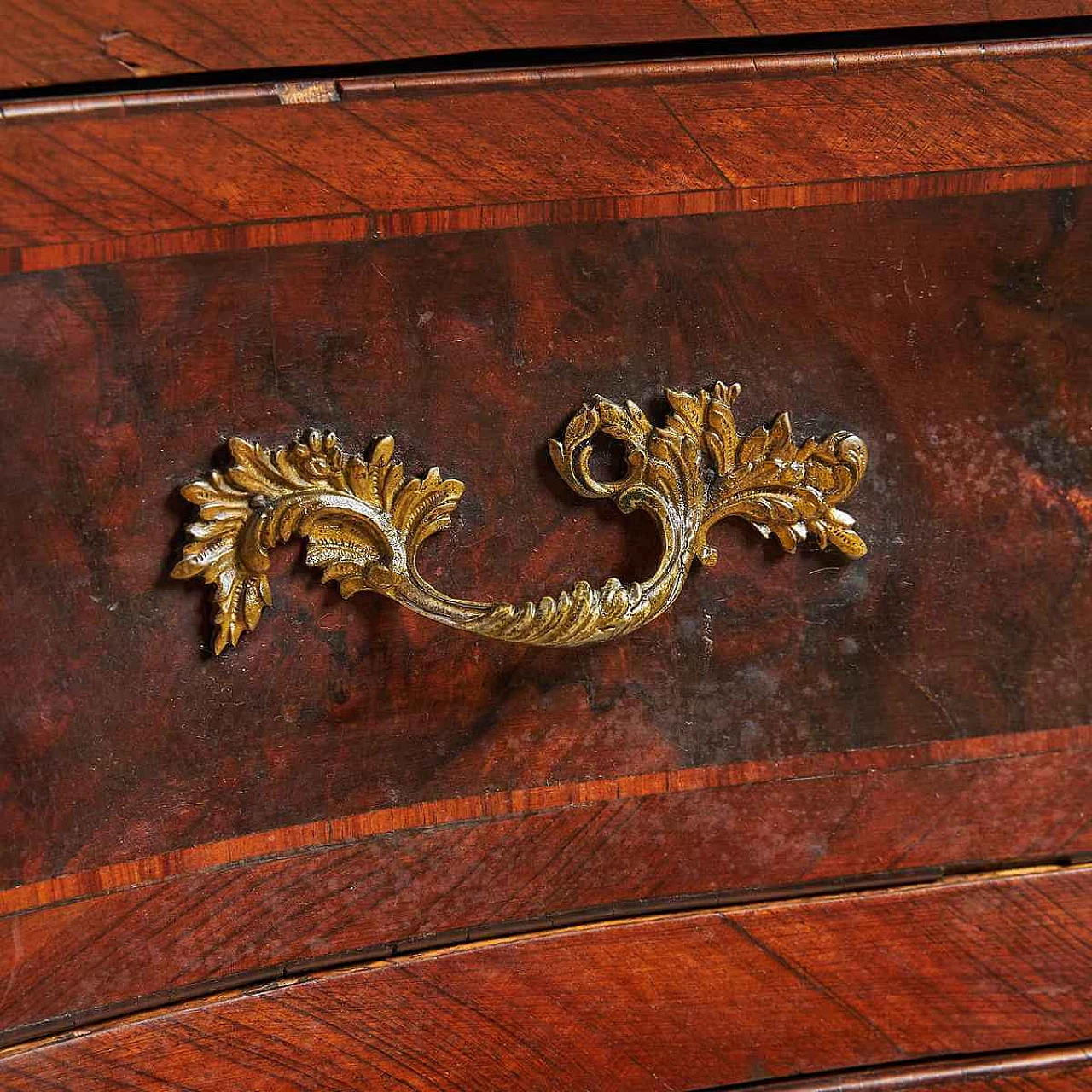 Two-drawer wooden moved dresser with inlay decoration, 19th century 4