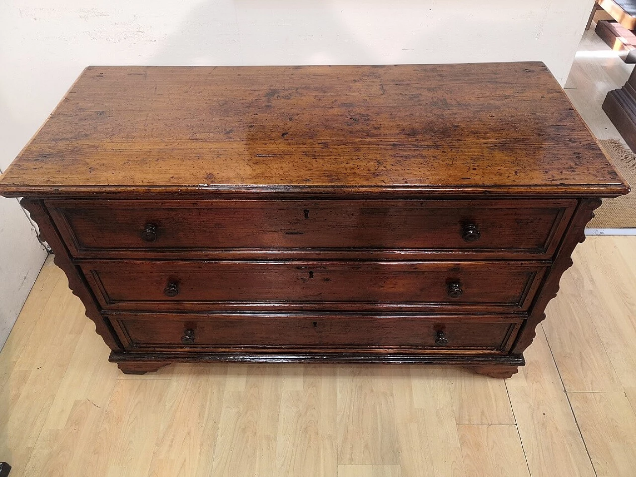Canterano in massello di abete a tre cassetti, fine '600 5