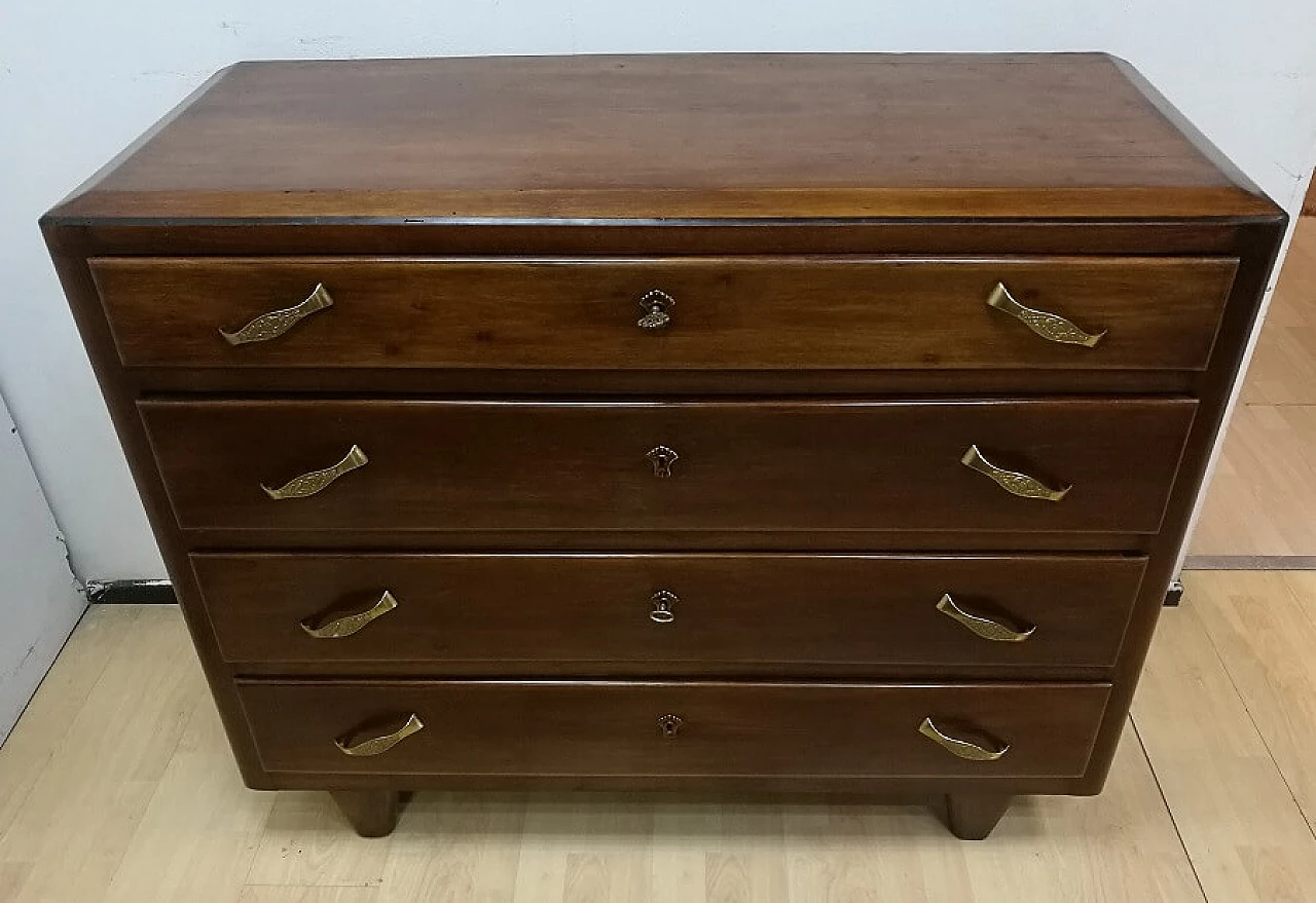 Comò in noce a quattro cassetti Art Decò 2