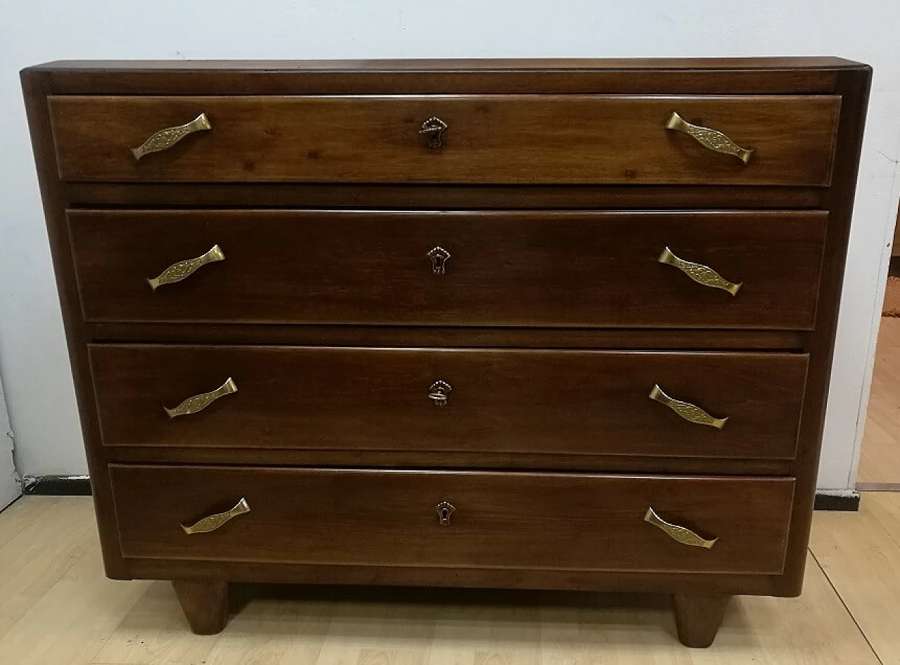 Comò in noce a quattro cassetti Art Decò 5