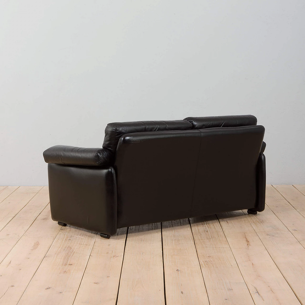 Coronado sofa in black leather by Tobia Scarpa for C&B Italia, 1960s 1