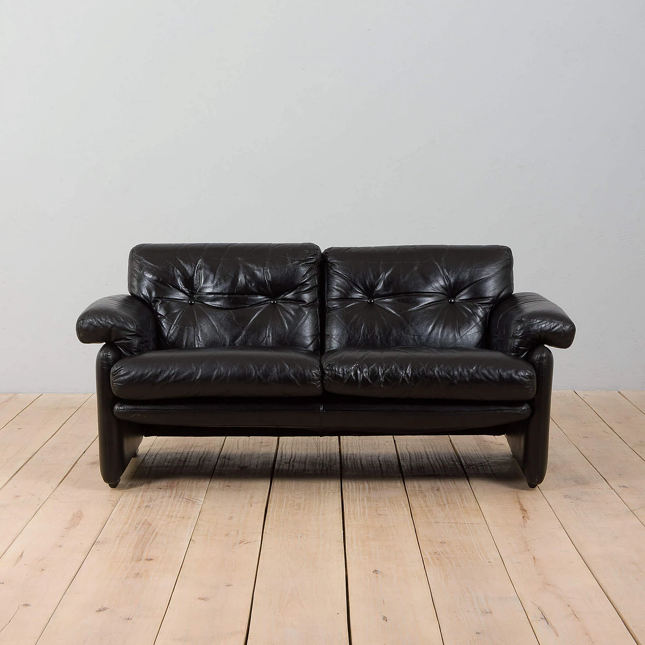 Coronado sofa in black leather by Tobia Scarpa for C&B Italia, 1960s 5