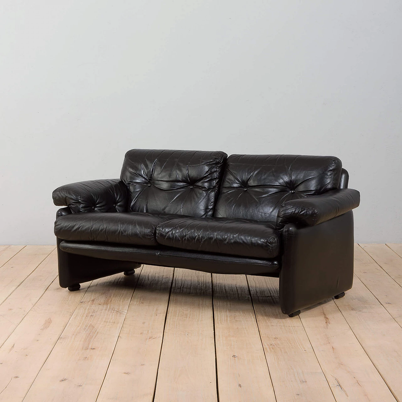 Coronado sofa in black leather by Tobia Scarpa for C&B Italia, 1960s 6