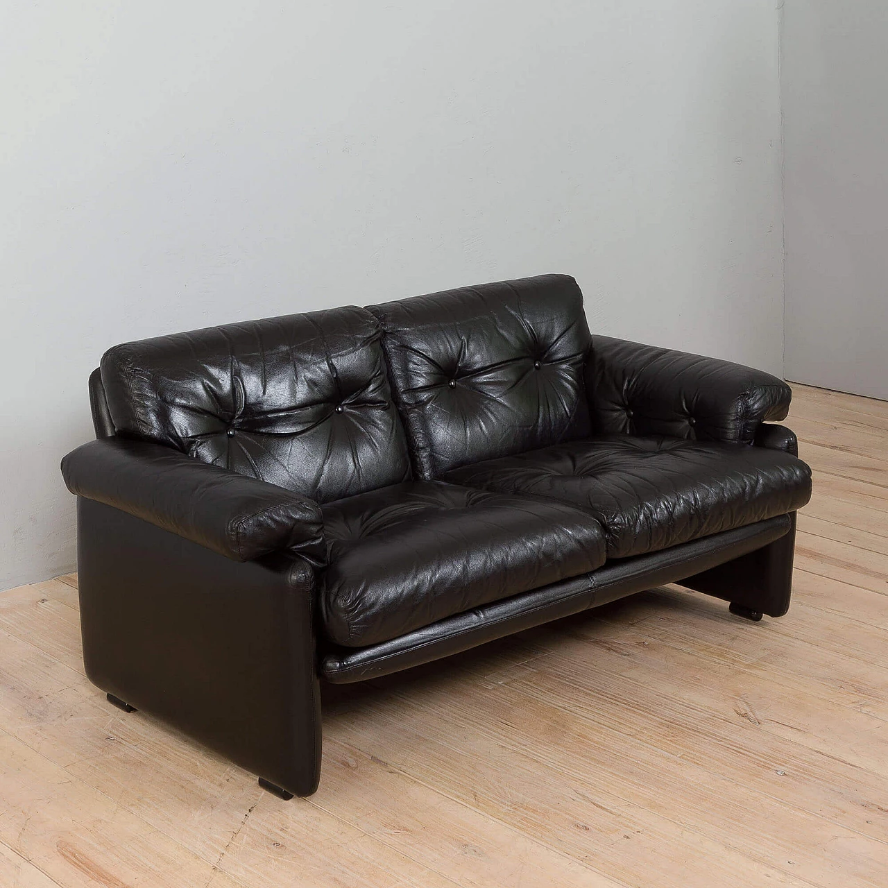 Coronado sofa in black leather by Tobia Scarpa for C&B Italia, 1960s 9