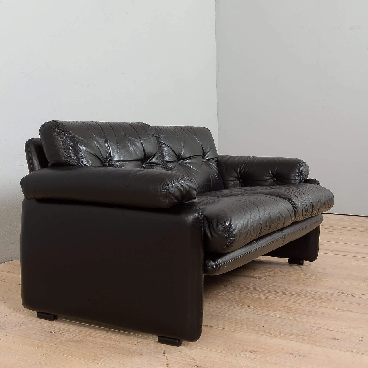 Coronado sofa in black leather by Tobia Scarpa for C&B Italia, 1960s 10