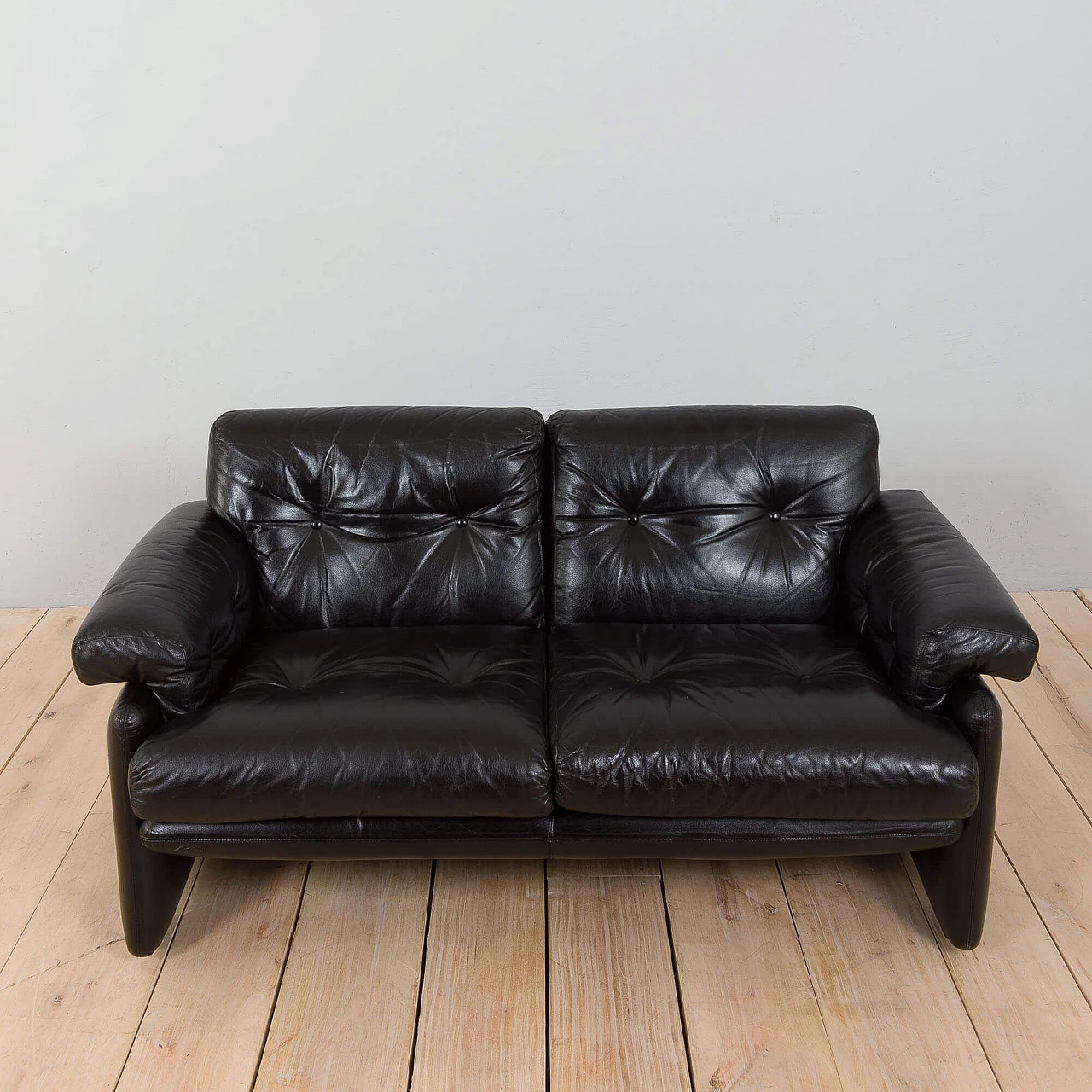 Coronado sofa in black leather by Tobia Scarpa for C&B Italia, 1960s 11