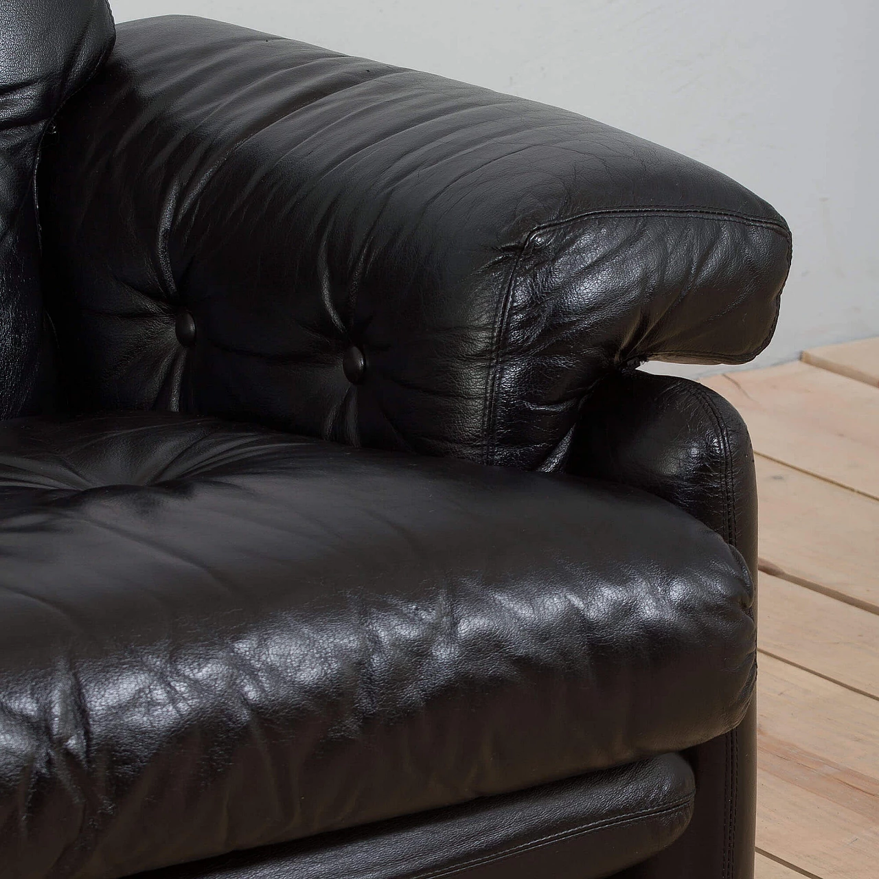 Coronado sofa in black leather by Tobia Scarpa for C&B Italia, 1960s 17