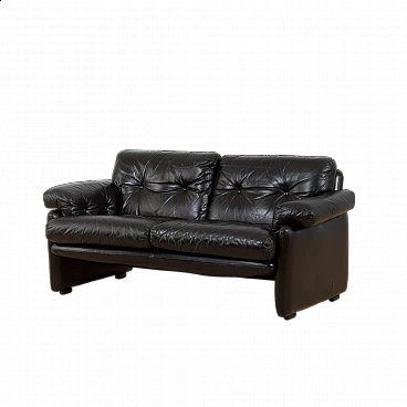 Coronado sofa in black leather by Tobia Scarpa for C&B Italia, 1960s