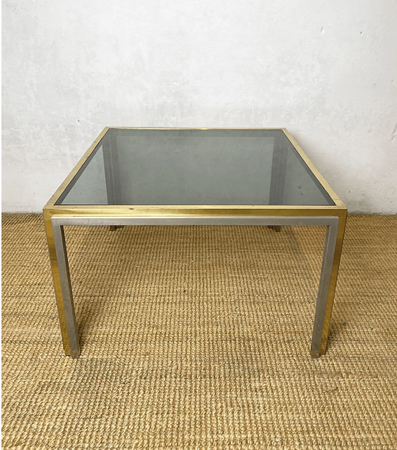 Tavolino in metallo e vetro nello stile di Willy Rizzo, anni '70 1