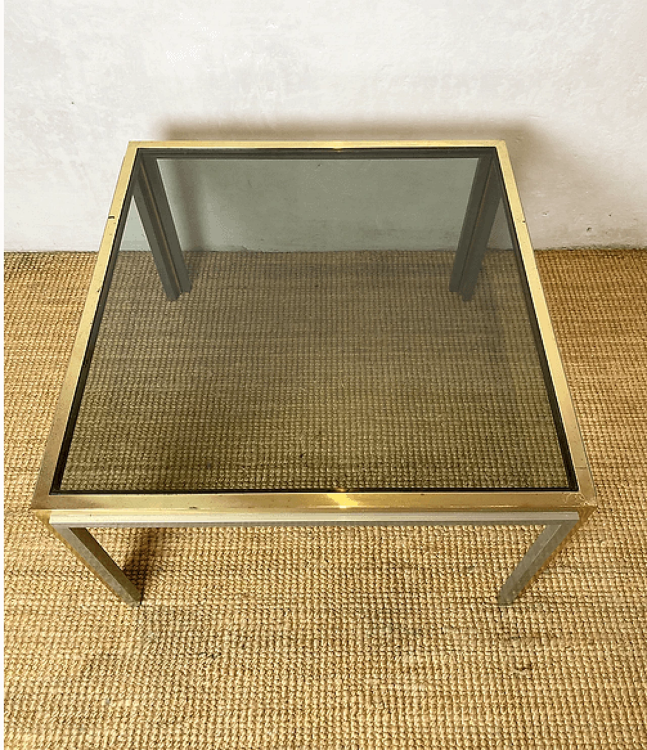 Tavolino in metallo e vetro nello stile di Willy Rizzo, anni '70 2
