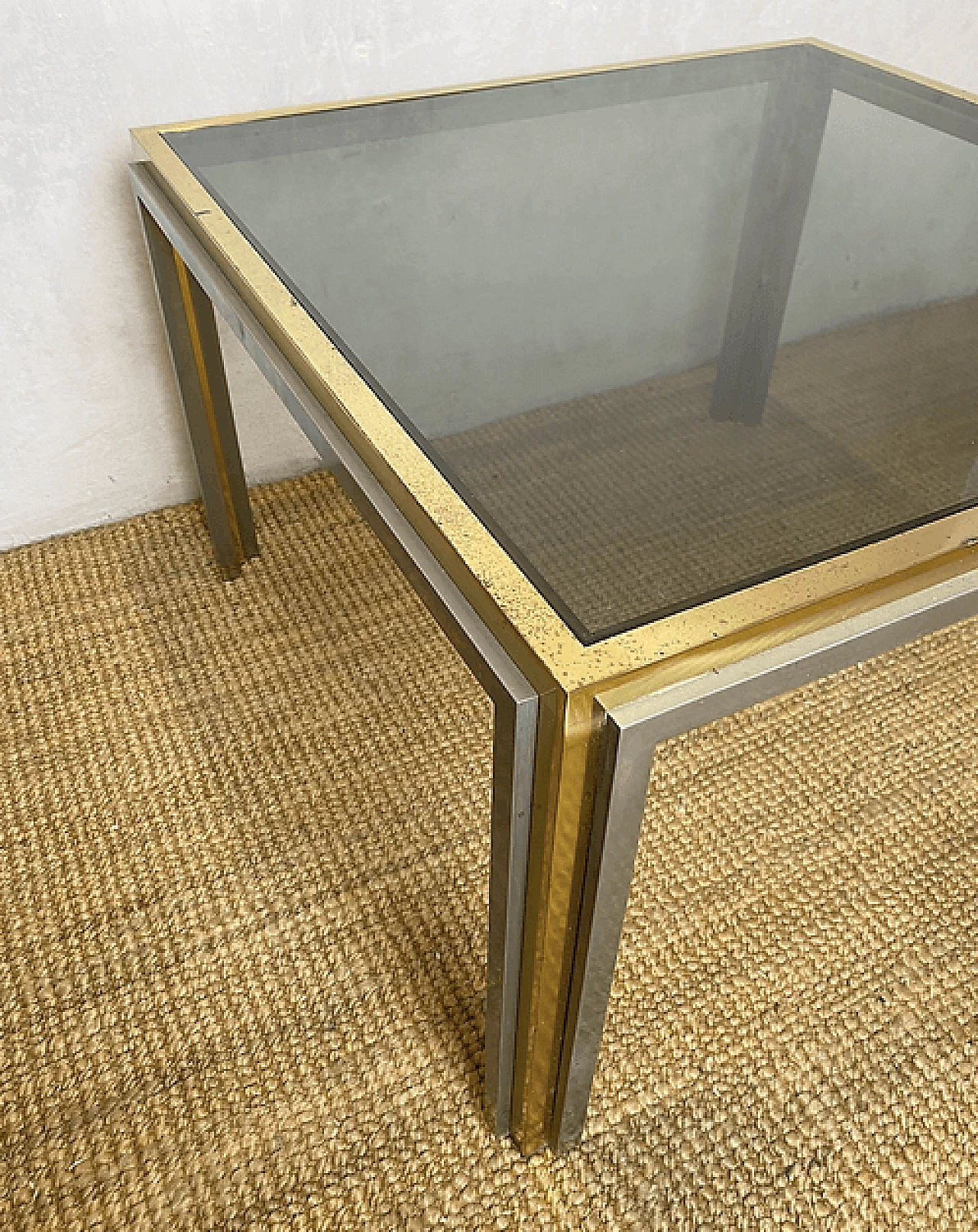 Metal and glass side table in the style of Willy Rizzo, 1970s 4