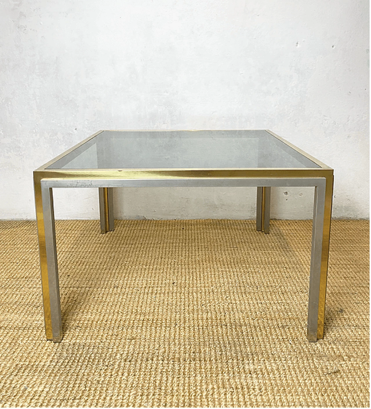 Tavolino in metallo e vetro nello stile di Willy Rizzo, anni '70 5
