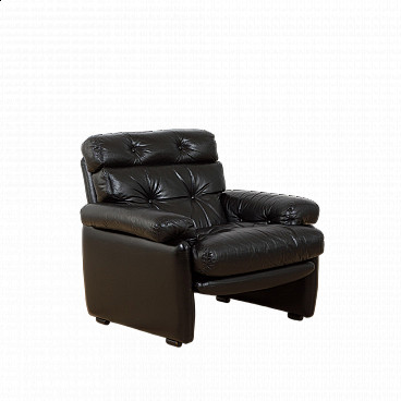 Coronado lounge armchair in black leather by Tobia Scarpa for C&B Italia, 1960s