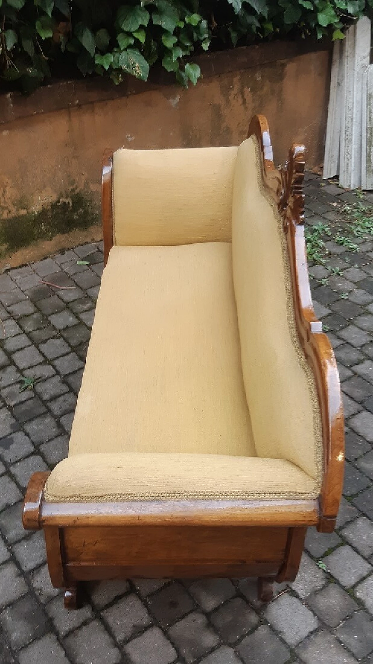 Solid walnut boat sofa in Charles X style, 19th century 1