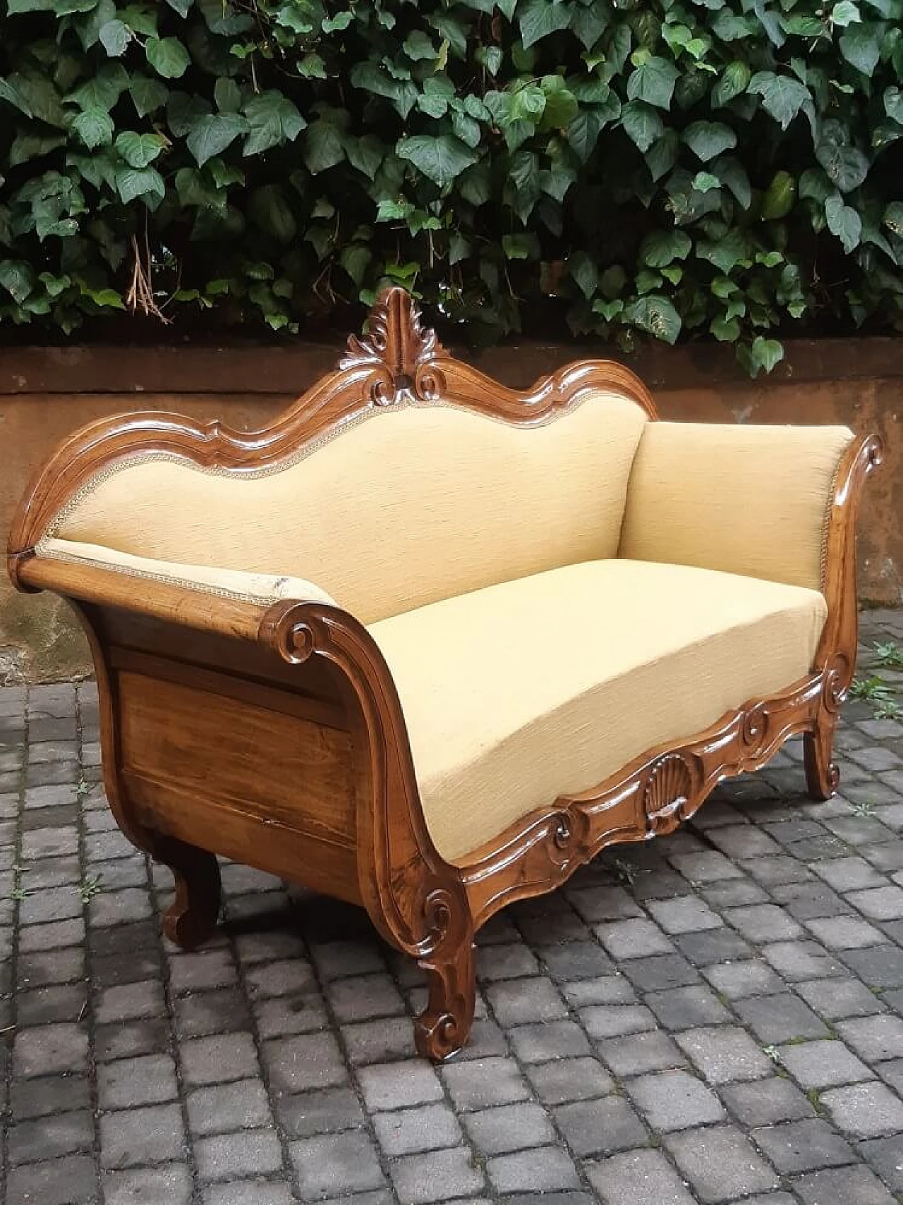 Solid walnut boat sofa in Charles X style, 19th century 3