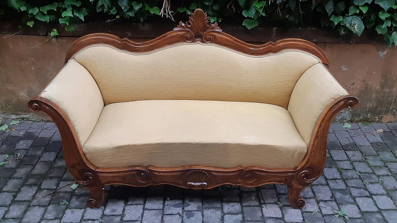 Solid walnut boat sofa in Charles X style, 19th century 6