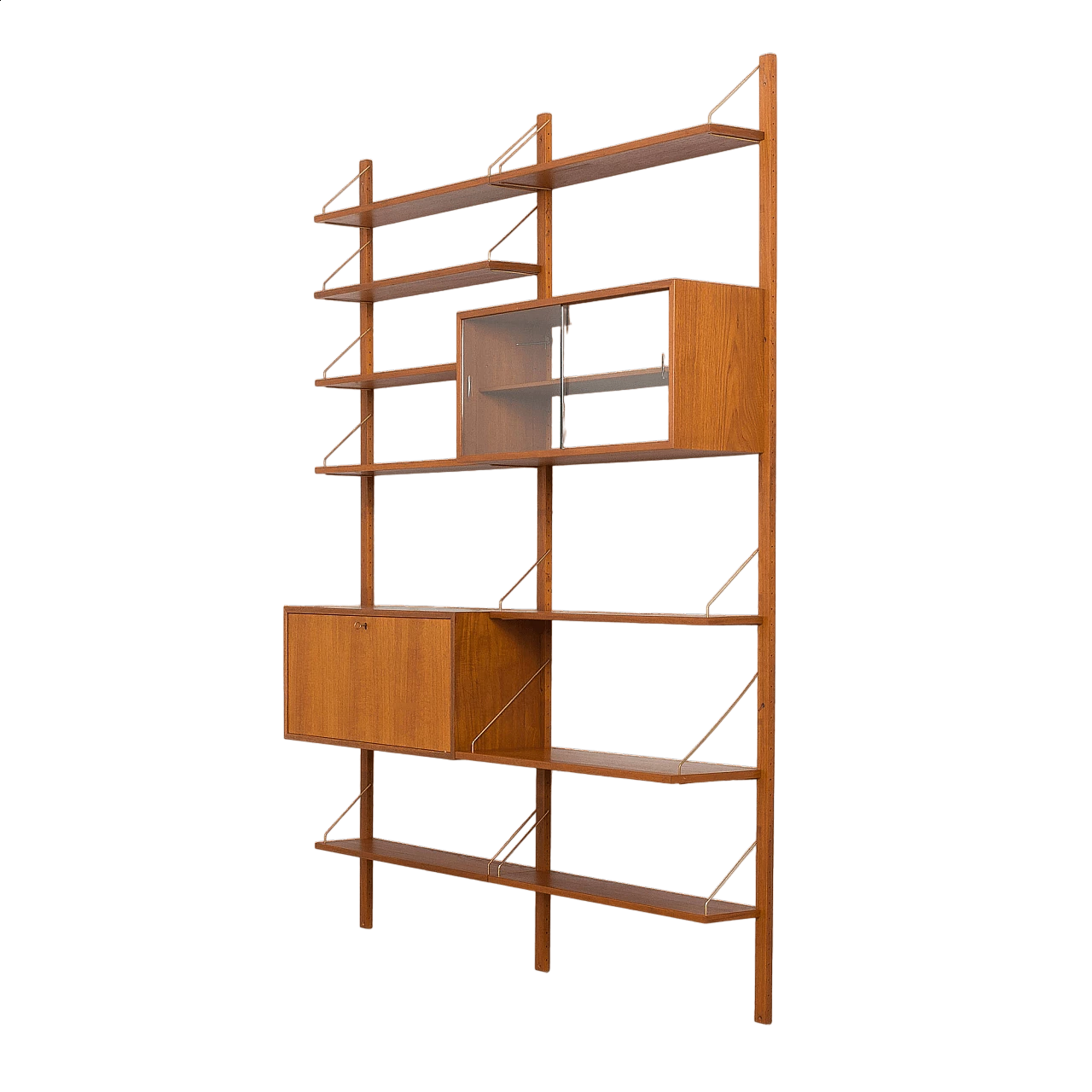 Parete modulare danese in teak con scrivania nello stile di Paul Cadovius, anni '60 19