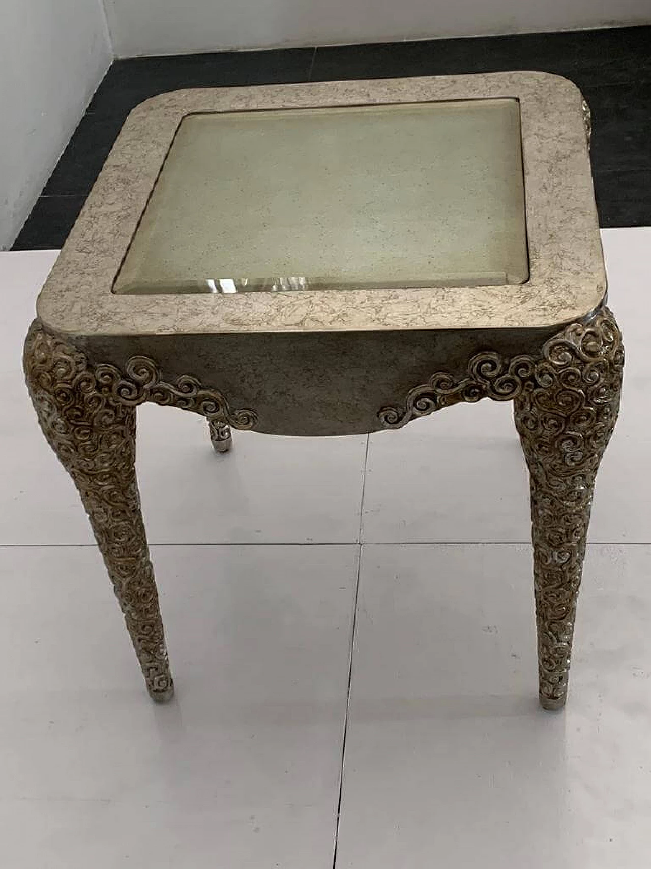 Silver resin and glass side table by Lam Lee, 1990s 6