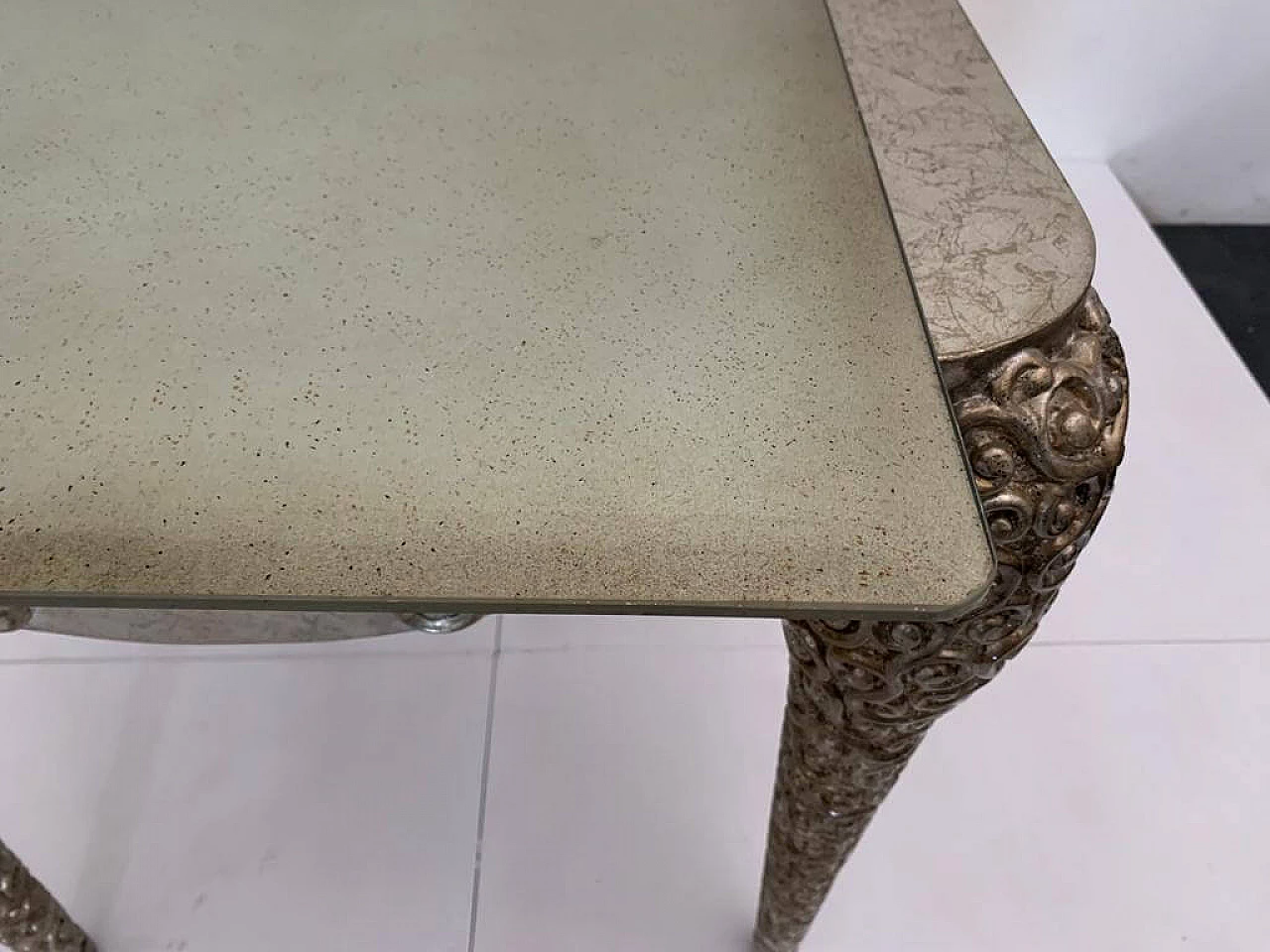 Silver resin and glass side table by Lam Lee, 1990s 16