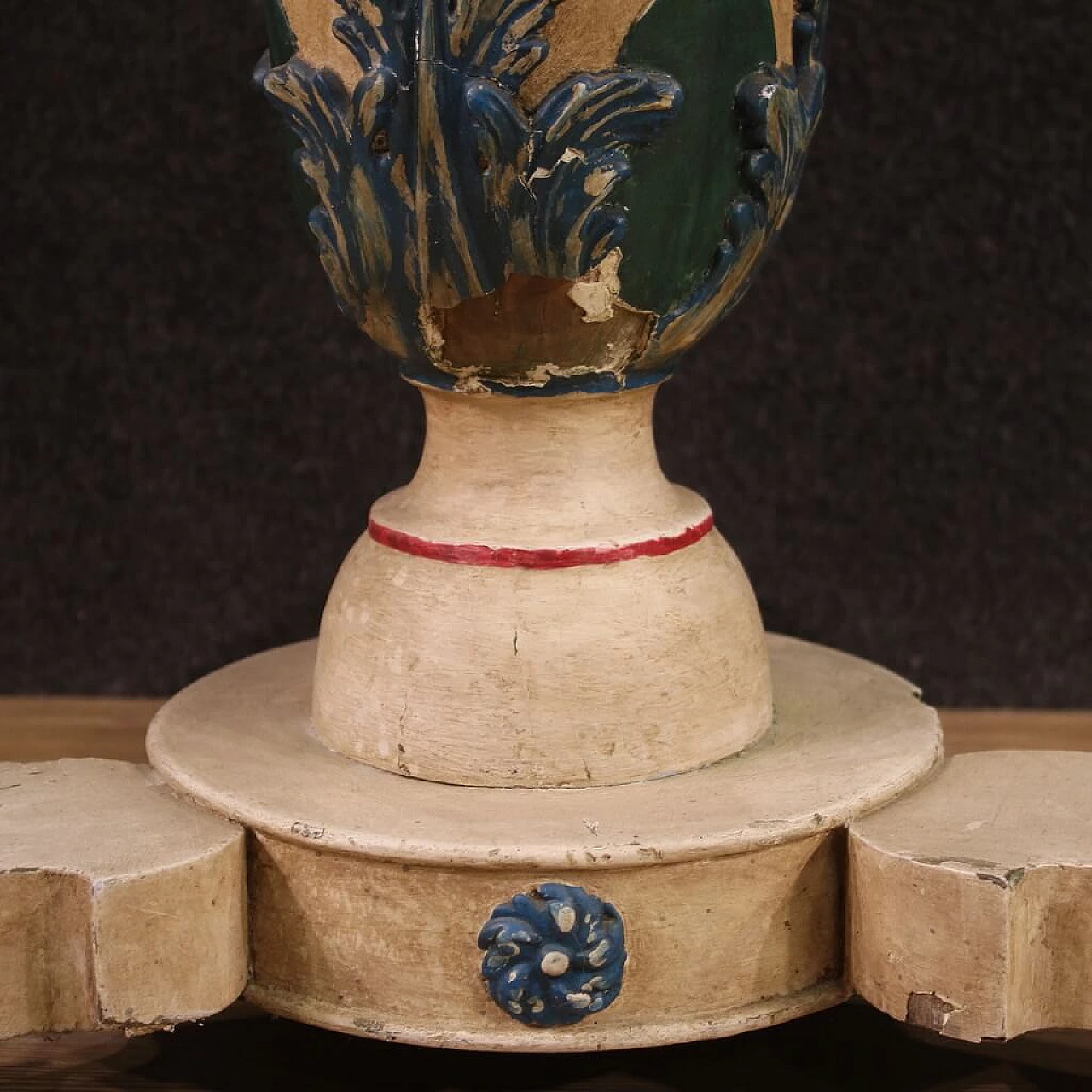 Étagère in legno e gesso scolpito, laccato e dipinto, inizio '900 12