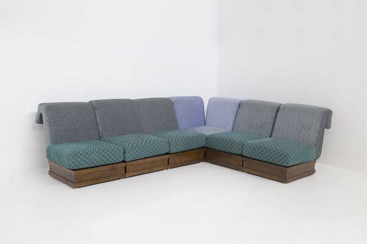 Modula sofa in wood and fabric by Luciano Frigerio, 1970s 1