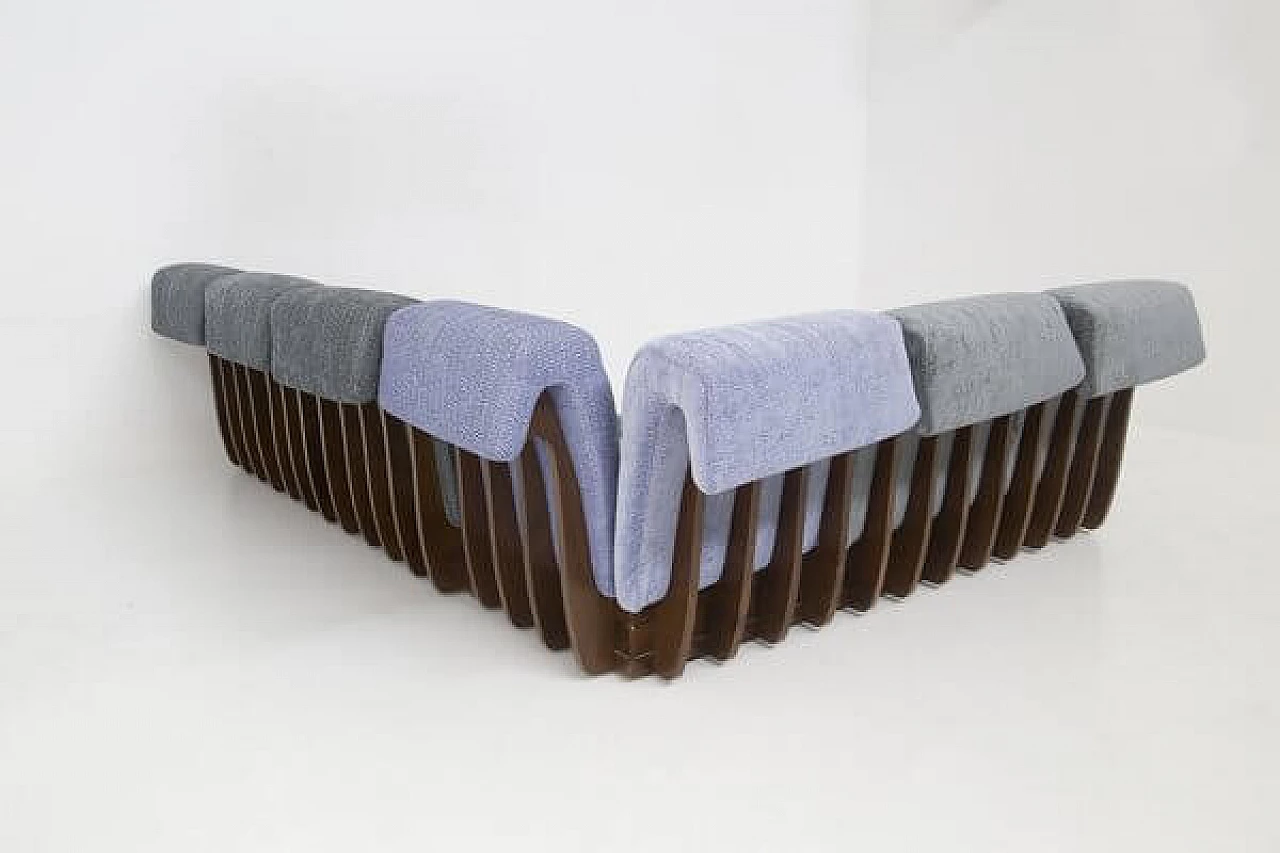 Modula sofa in wood and fabric by Luciano Frigerio, 1970s 9
