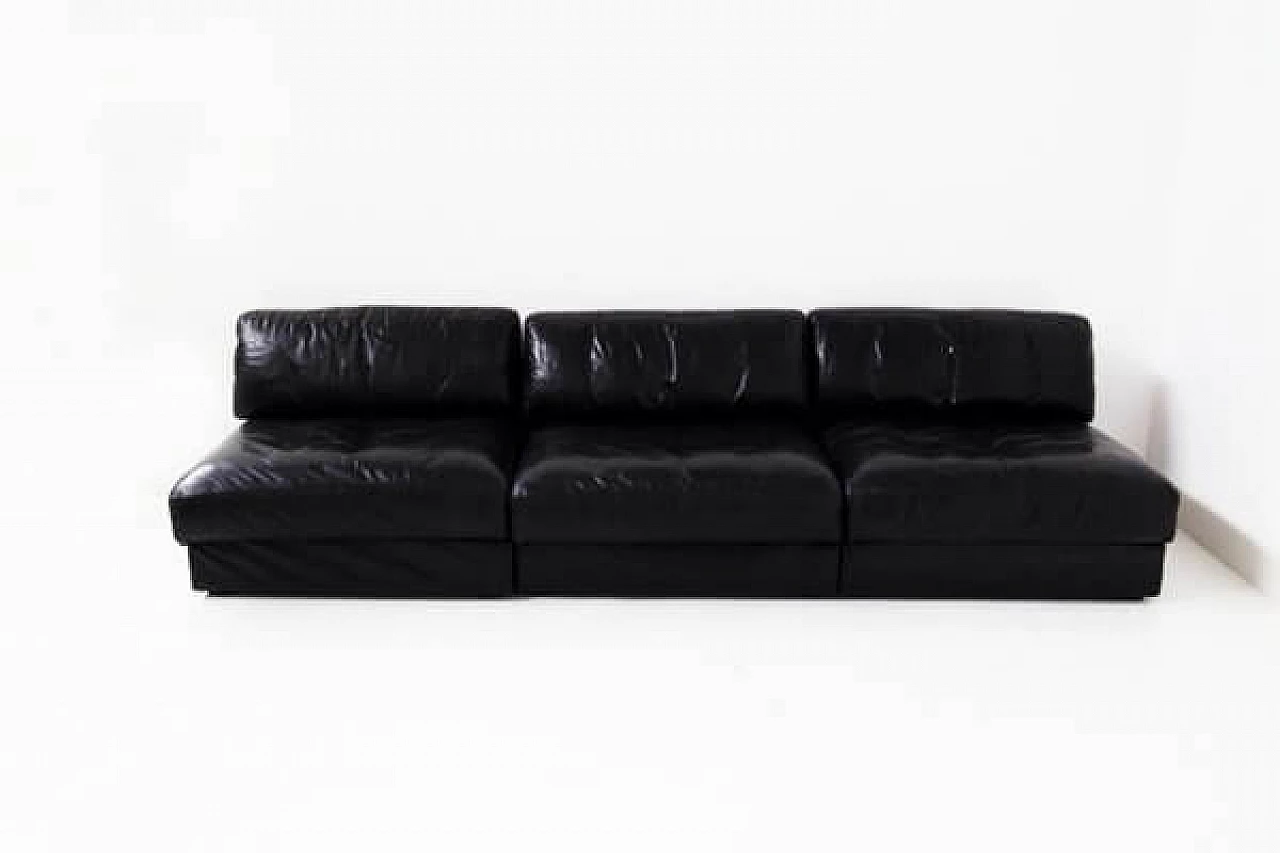 ソファ Modular DS76 sofa in black leather by Sofart, 1970s | intOndo