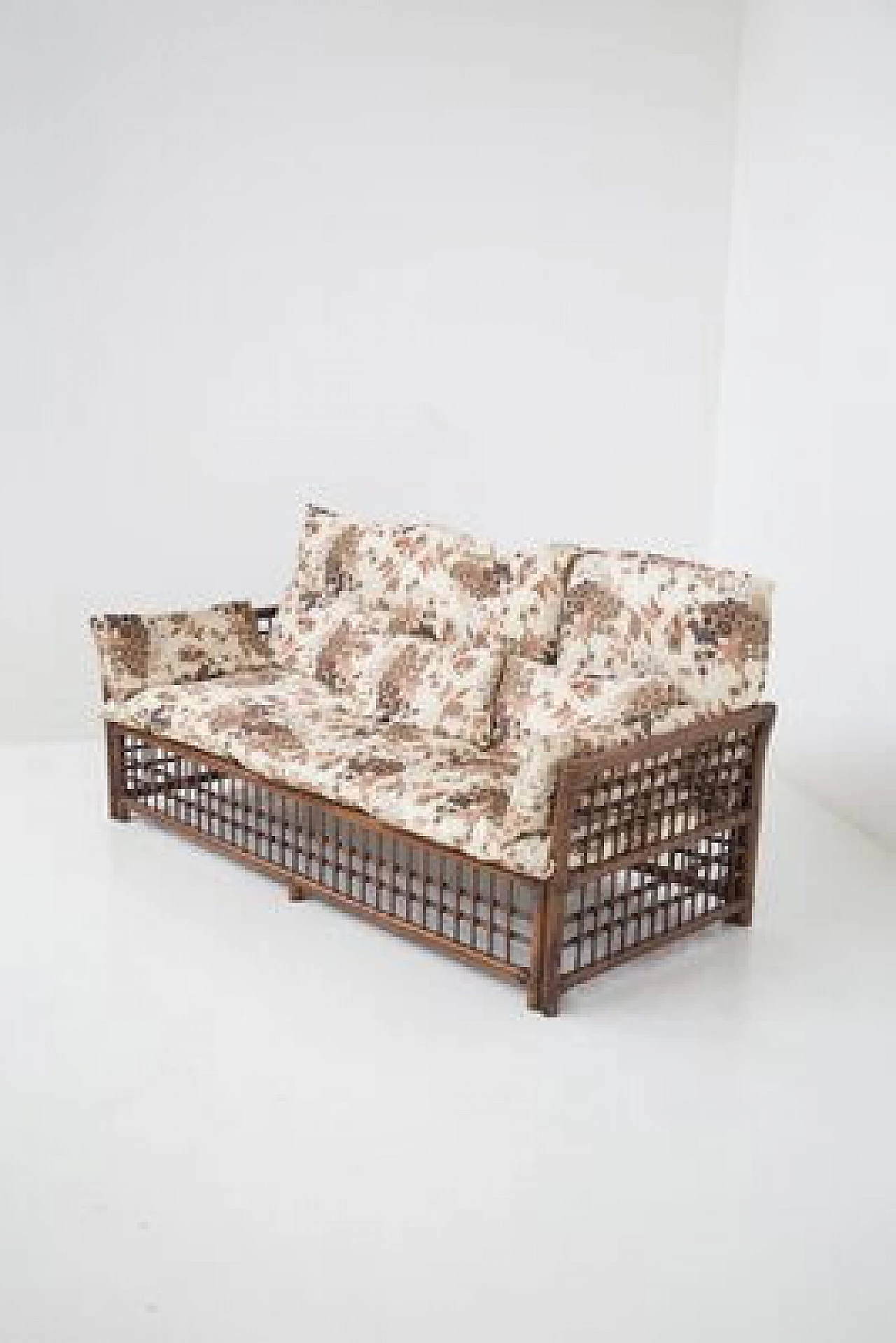 Divano in legno e vimini di Vivai del Sud, anni '60 9