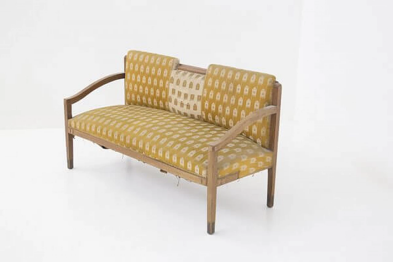 Brass and fabric sofa, 1950s 1