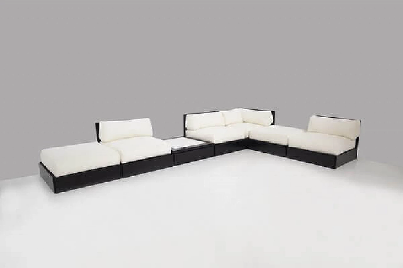 Divano modulare in legno e Clés di Heide Rolf per ICF, anni '60 1